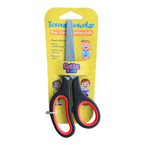 Tesoura Escolar 14cm Inox Cabo Emborrachado - Cx 12un Gatte